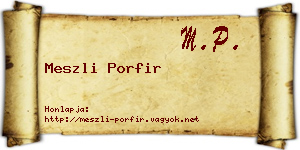 Meszli Porfir névjegykártya